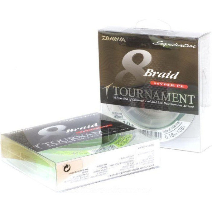 Плетеная леска DAIWA Tournament 8 Braid - 15 Lb (0,10мм) - 135м (тёмно-зелёная) 4027093265907